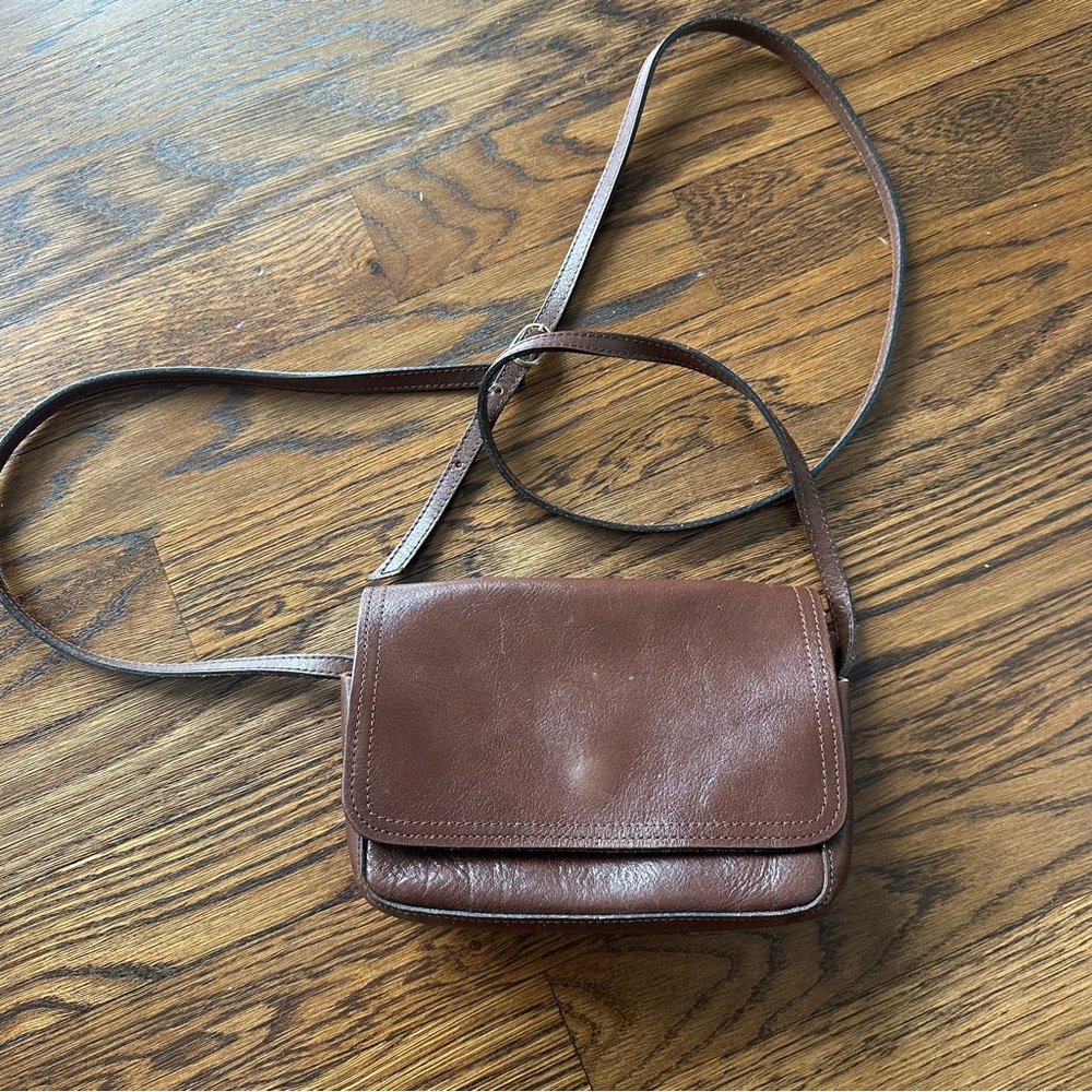 Vintage Italy Brown Leather Mini Crossbody Bag